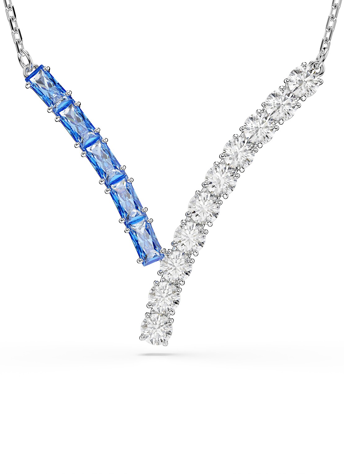 Swarovski Matrix ketting met zirkonia - voorkant zilver