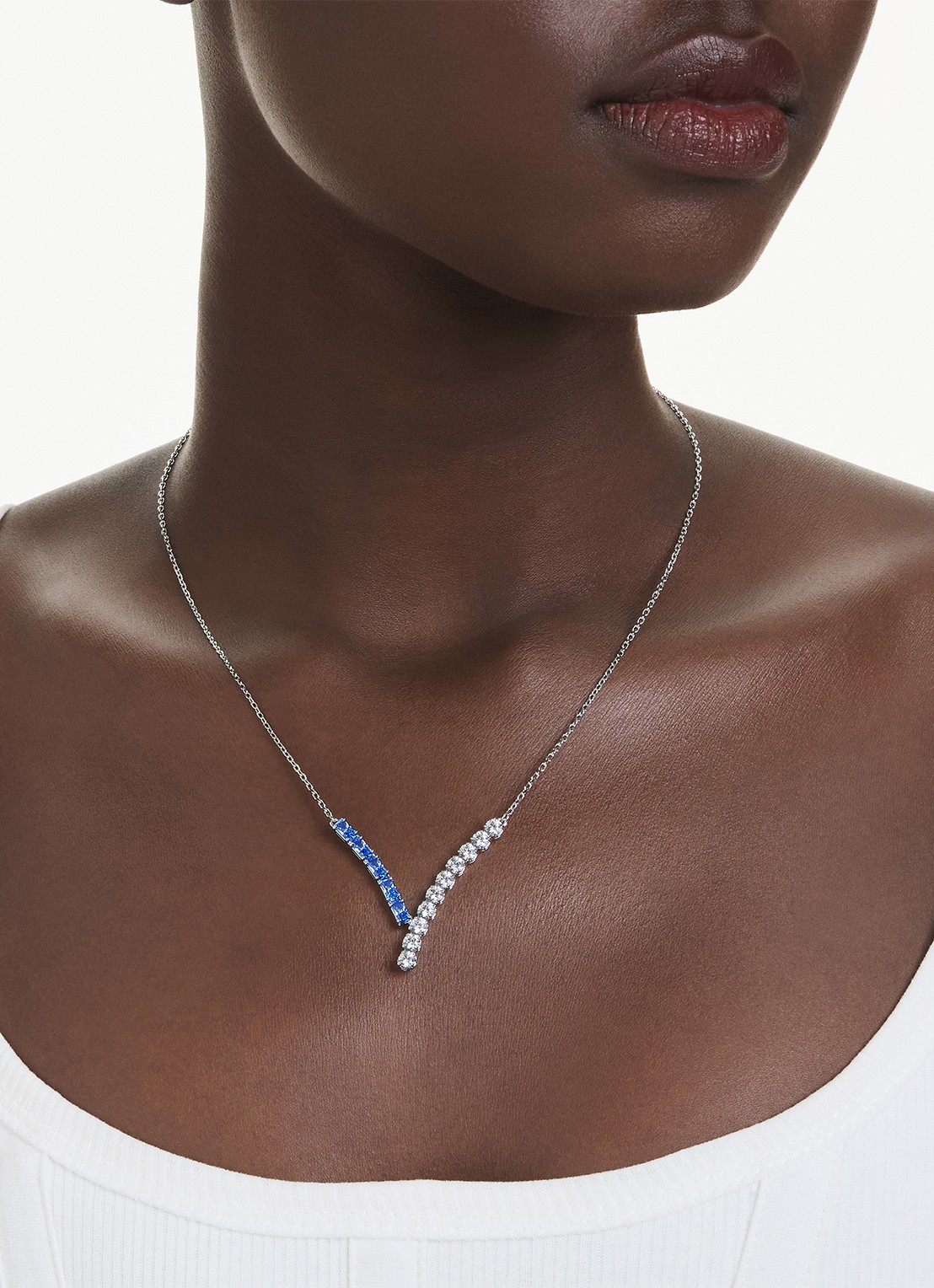 Swarovski Matrix ketting met zirkonia - voorkant 2 zilver