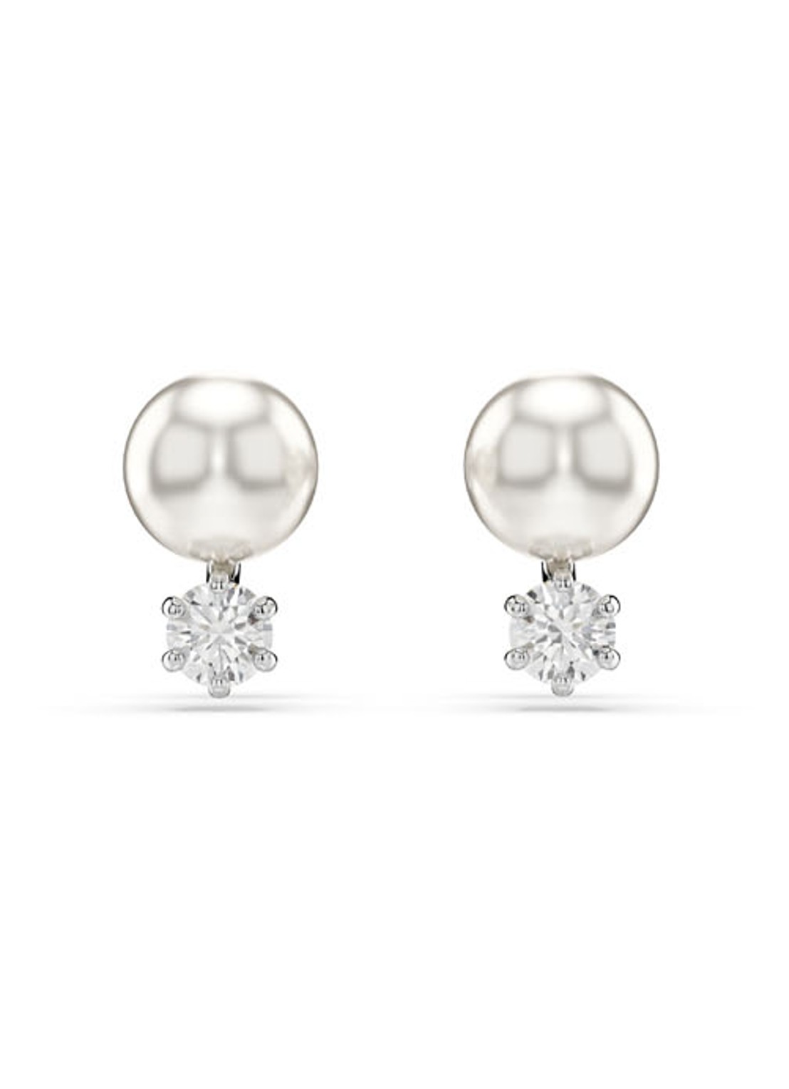 Swarovski Matrix oorknopjes met kristal - voorkant zilver