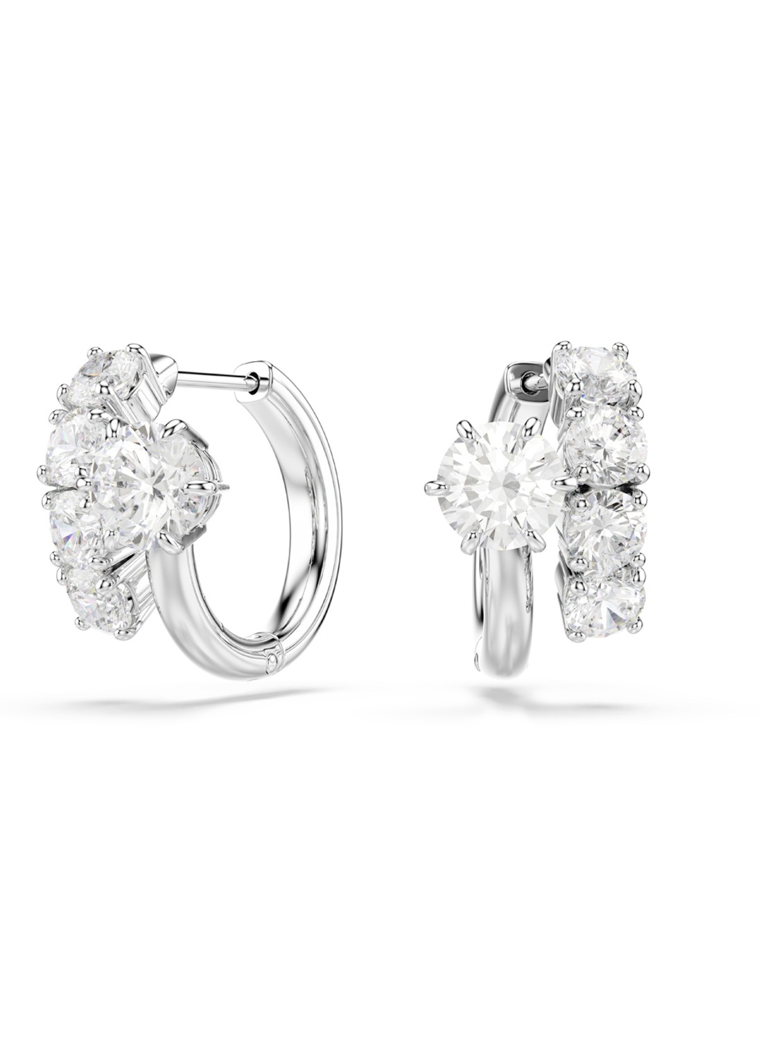 Swarovski Matrix oorringen met kristal - voorkant 4 zilver