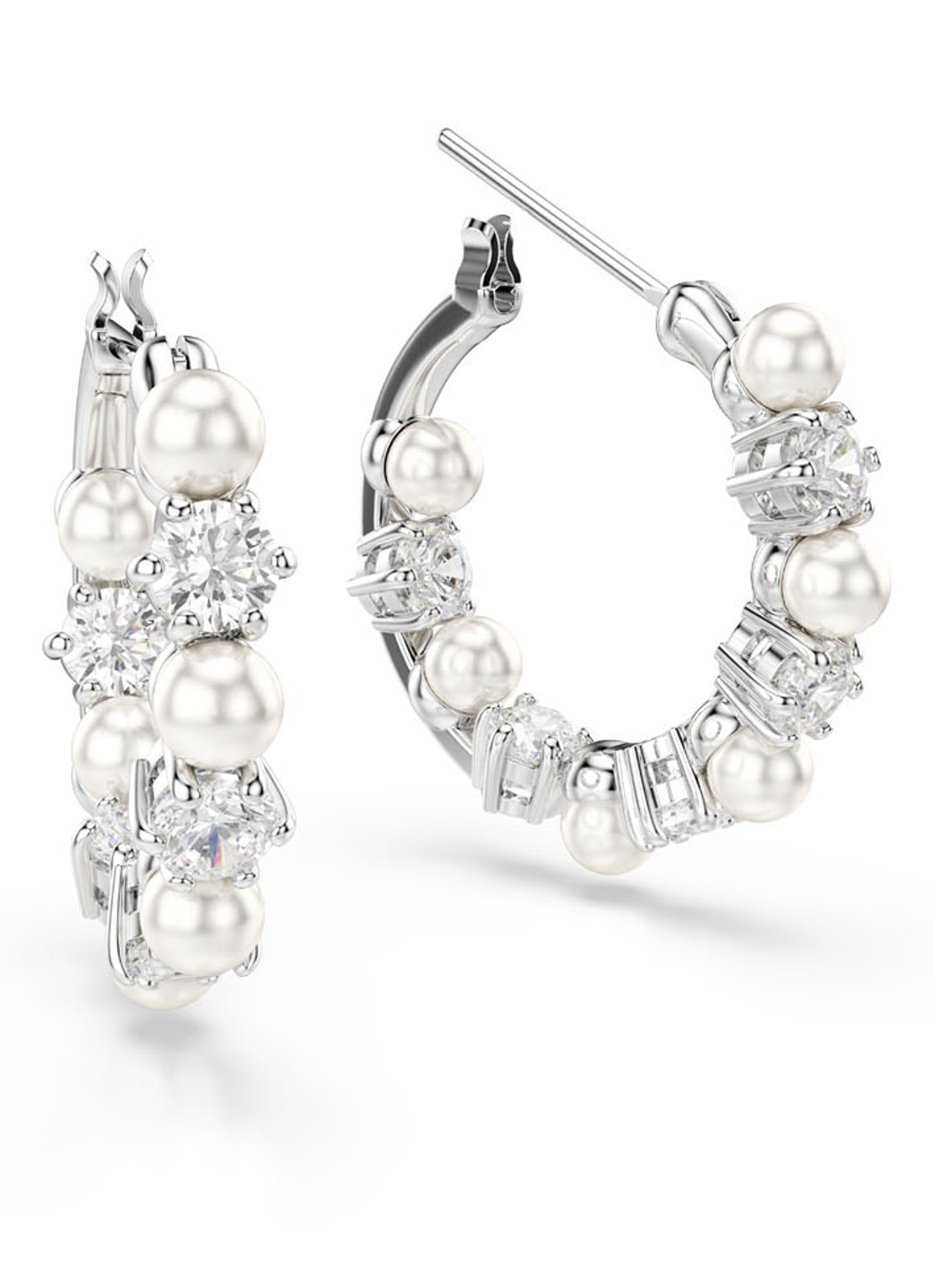 Swarovski Matrix oorringen met parel - detail 2 zilver