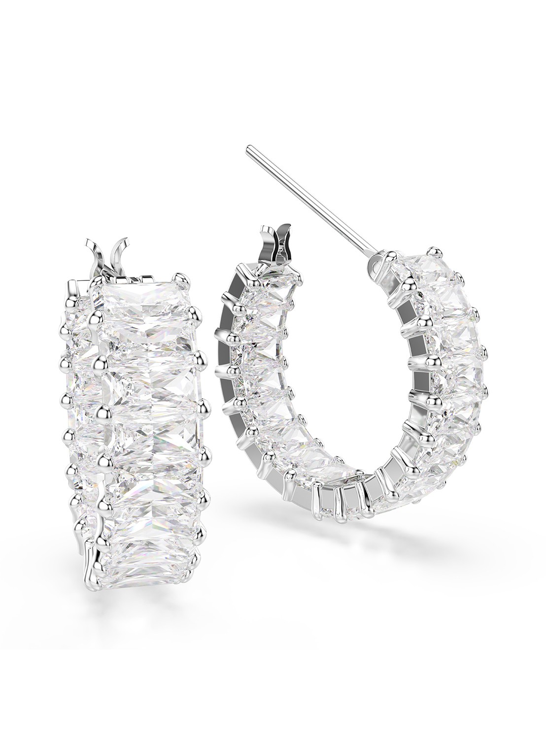 Swarovski Matrix oorringen met zirkonia - detail 2 zilver
