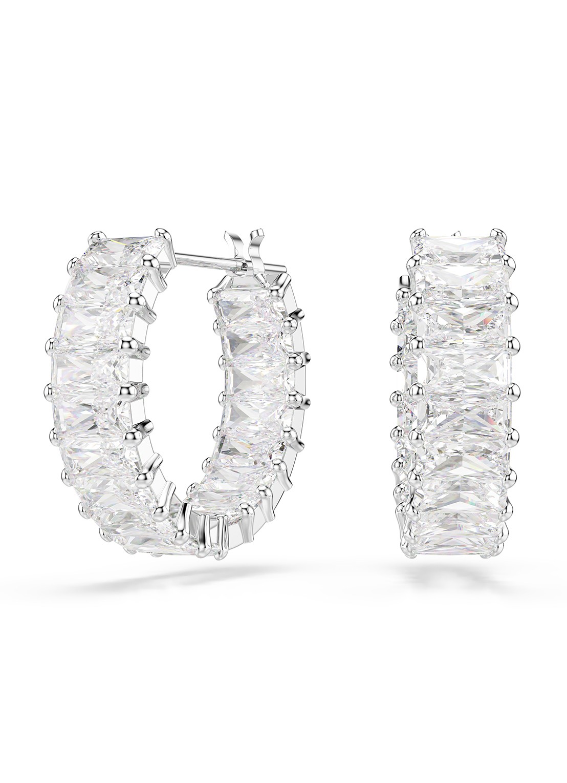 Swarovski Matrix oorringen met zirkonia - voorkant 4 zilver