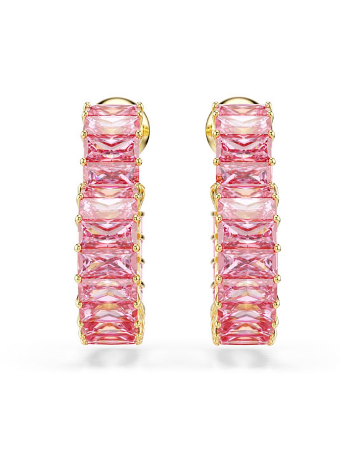 Swarovski Matrix oorringen verguld  - detail roze