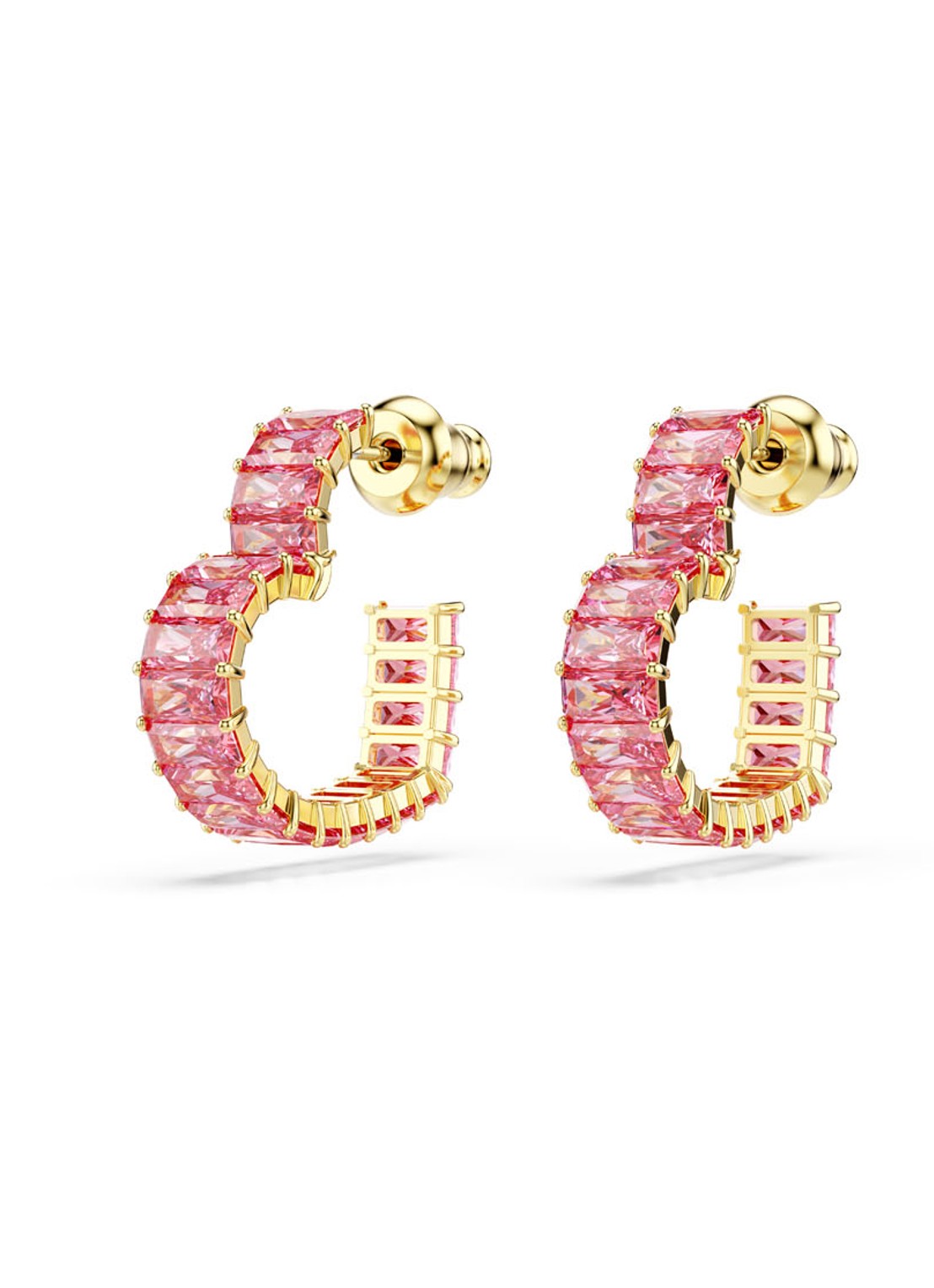 Swarovski Matrix oorringen verguld  - detail 2 roze