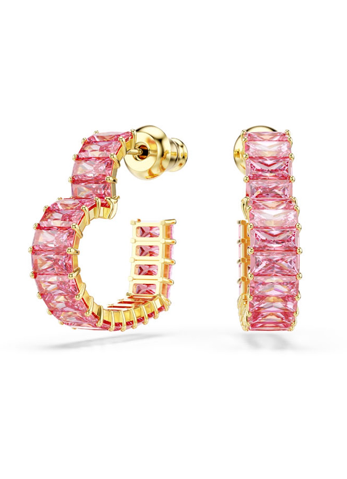 Swarovski Matrix oorringen verguld  - voorkant 4 roze