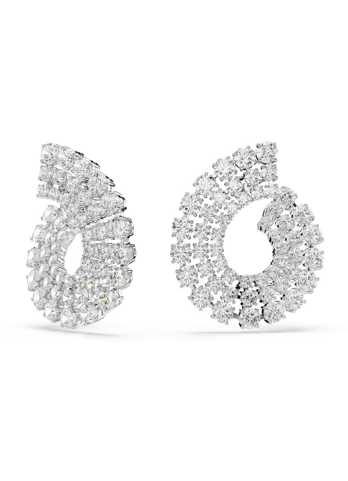Swarovski Matrix oorstekers met kristal  - detail zilver