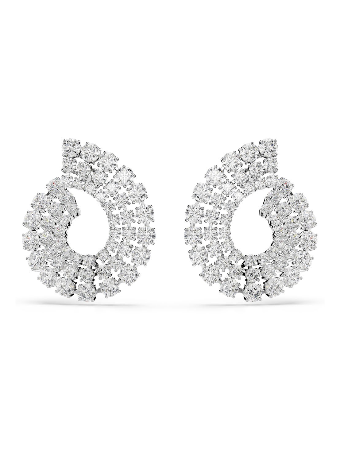 Swarovski Matrix oorstekers met kristal  - voorkant 4 zilver