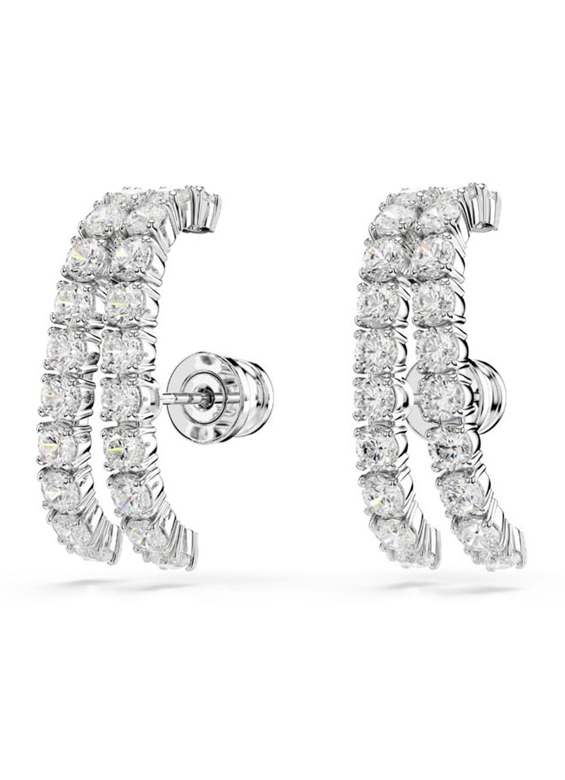 Swarovski Matrix oorstekers met kristal  - detail 3 zilver