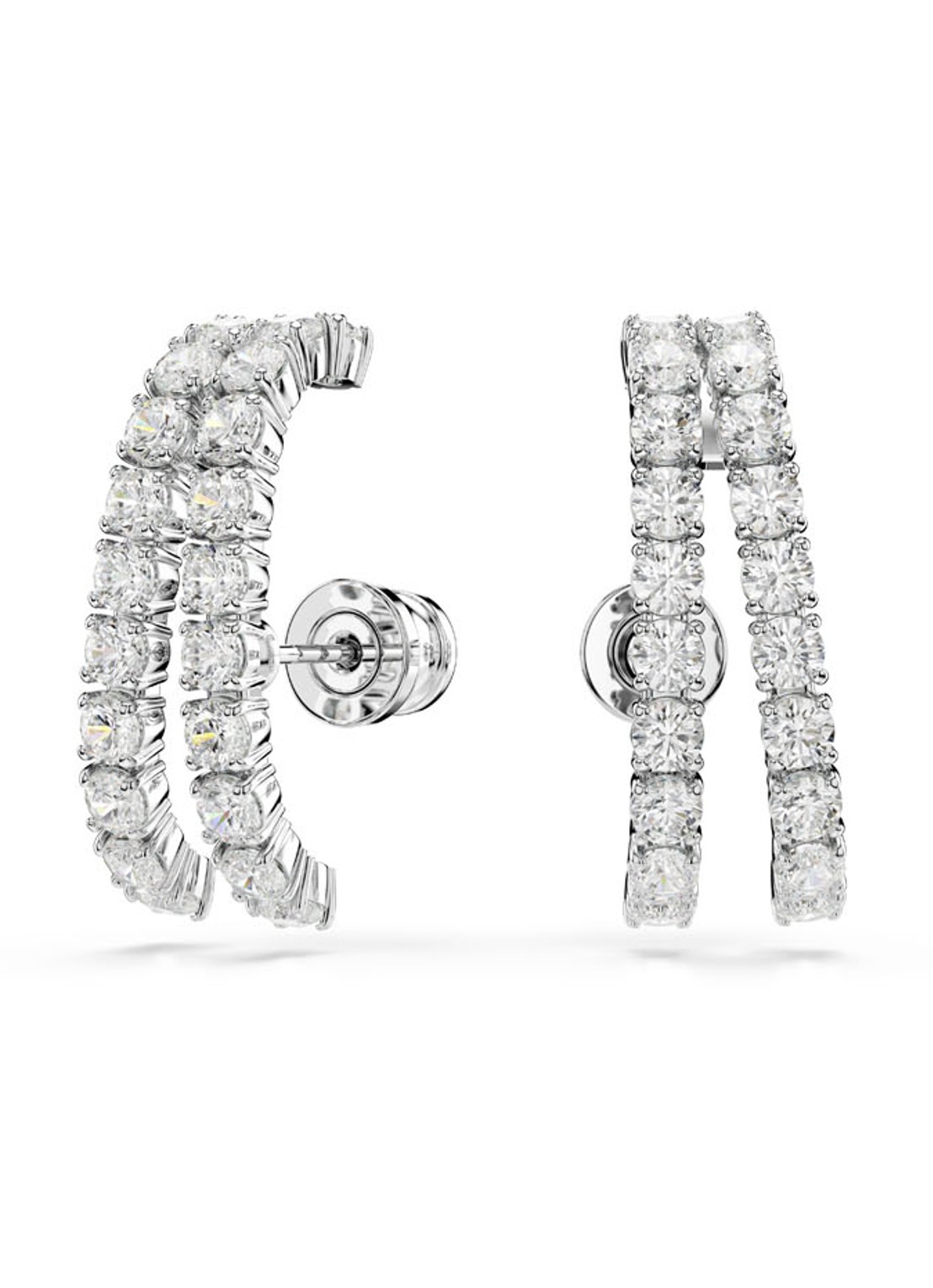 Swarovski Matrix oorstekers met kristal  - voorkant zilver