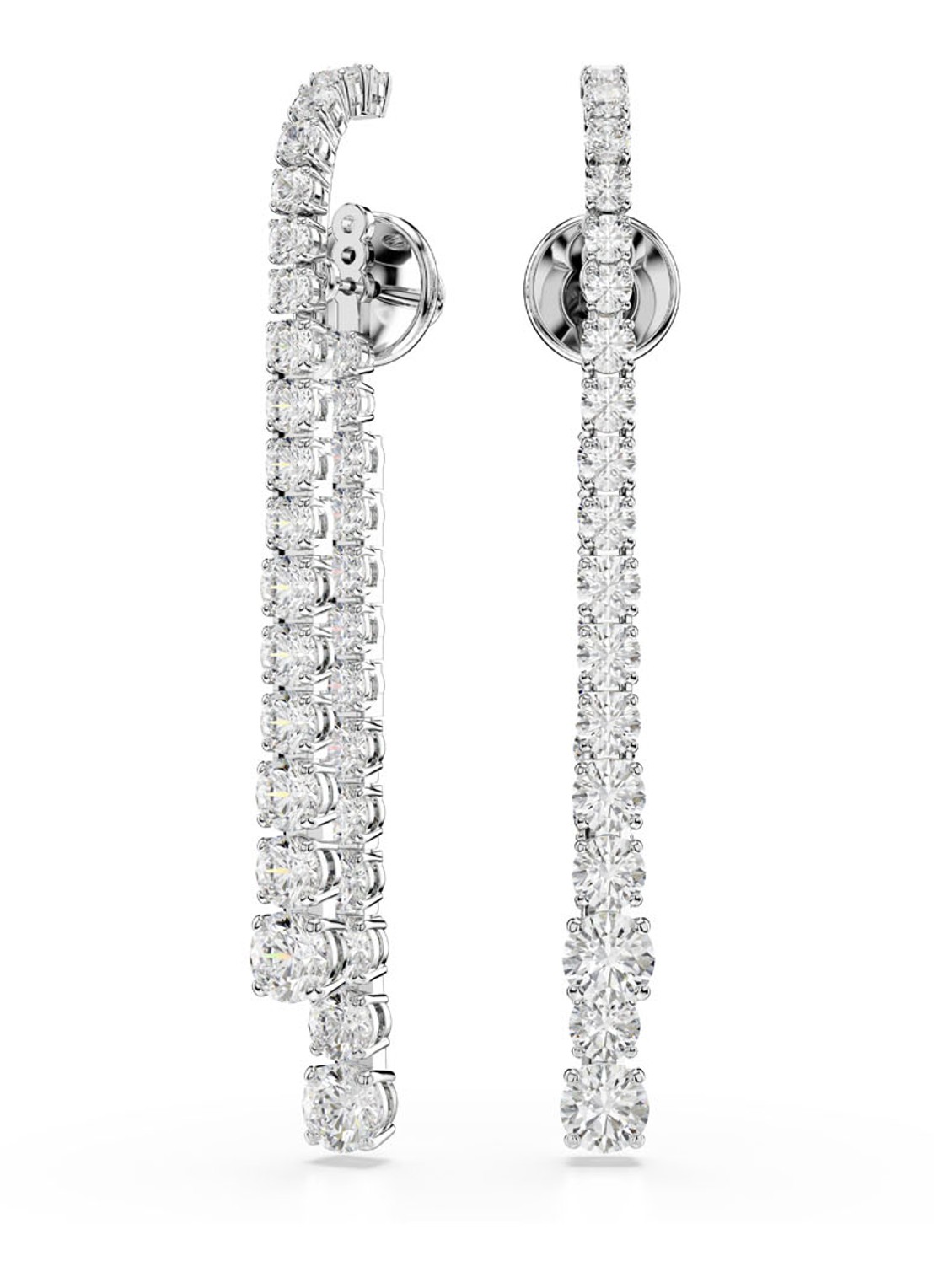 Swarovski Matrix oorstekers met kristal  - detail 2 zilver