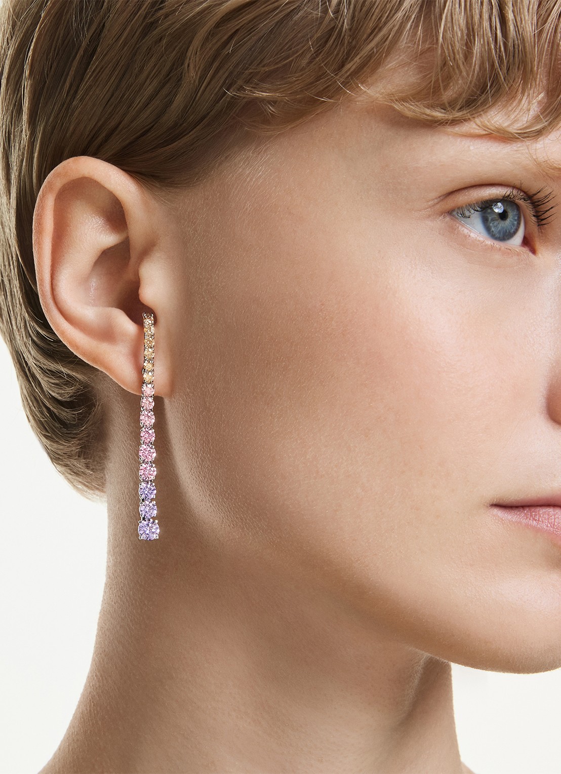 Swarovski Matrix oorstekers met kristal - detail 5 zilver