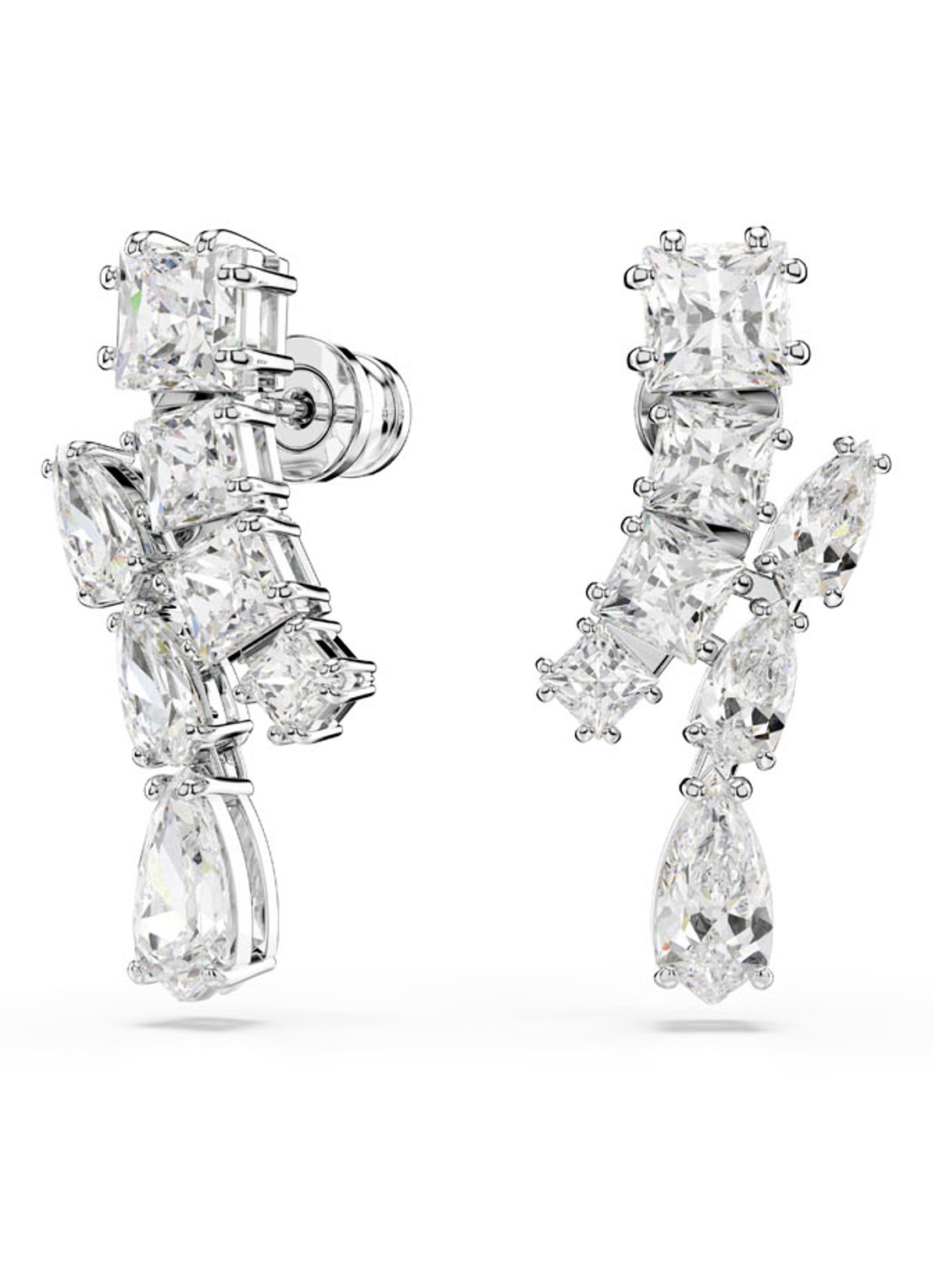 Swarovski Matrix oorstekers met zirkonia - detail zilver