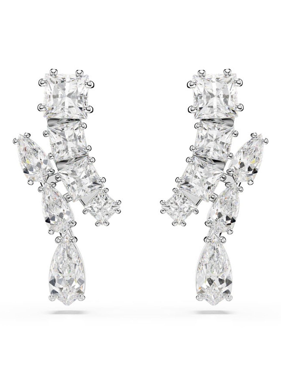 Swarovski Matrix oorstekers met zirkonia - voorkant 4 zilver
