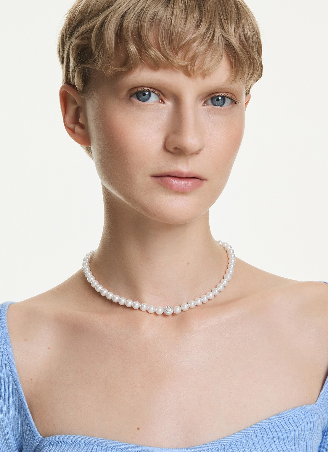 Swarovski Matrix parelketting - detail 5 parelmoer