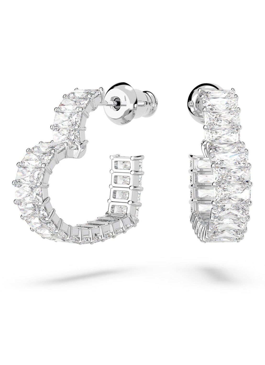 Swarovski MATRIX PE HOOP HRT S WHITE/RHS - voorkant zilver