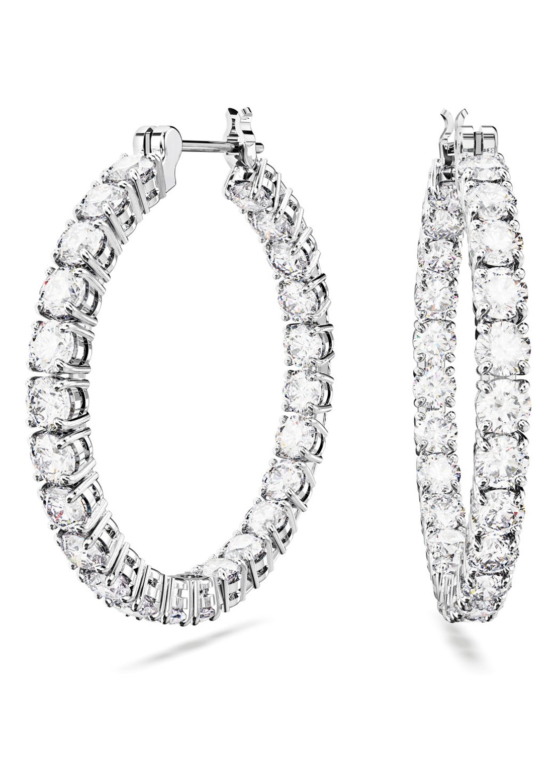 Swarovski MATRIX PE HOOP M WHI/RHS - voorkant zilver