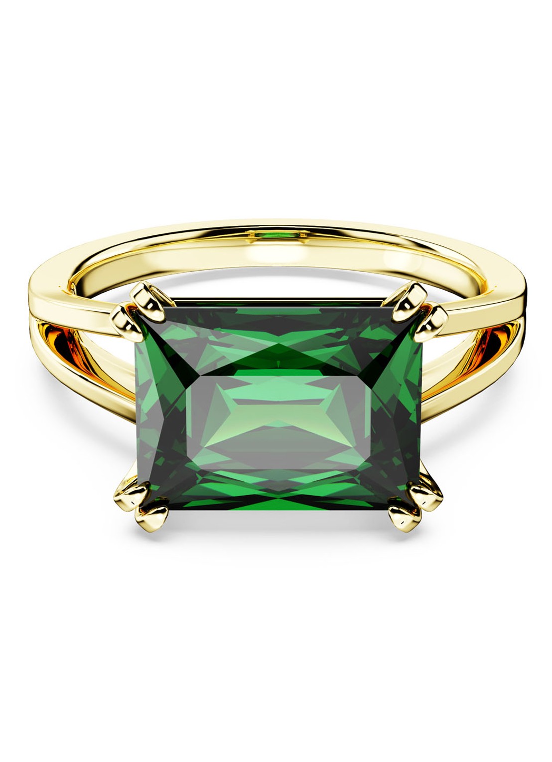 Swarovski Matrix ring verguld 58 - voorkant groen