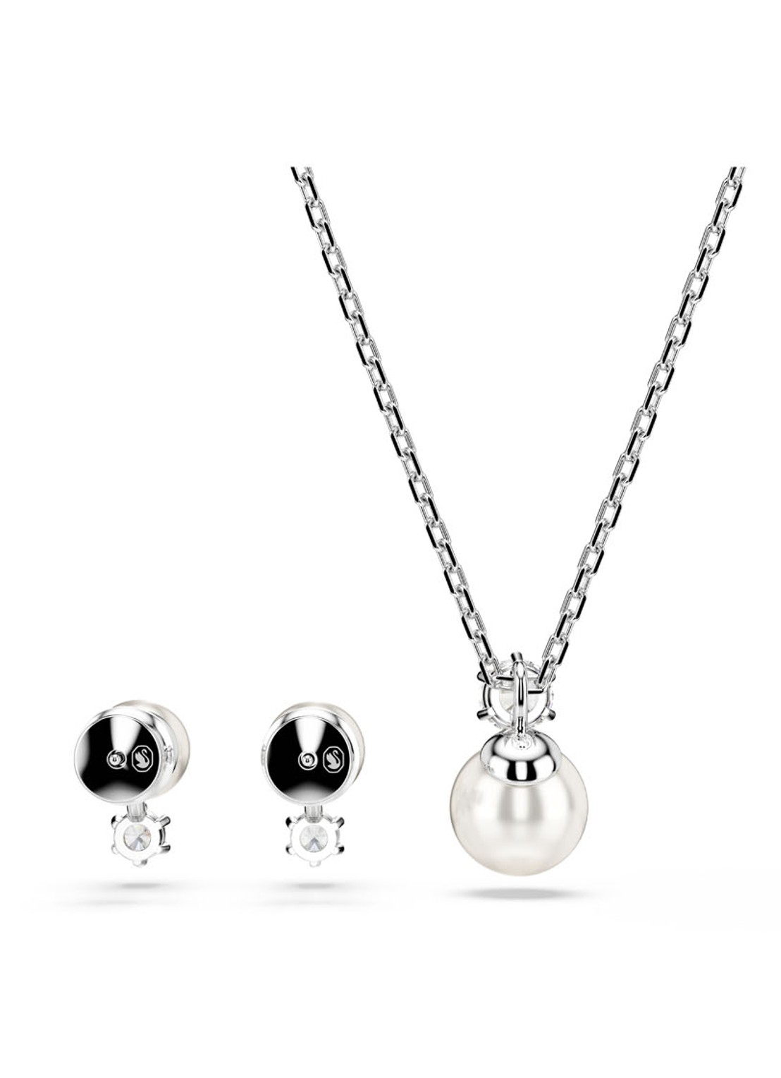 Swarovski Matrix set van ketting en oorknopjes met kristal - detail 4 zilver