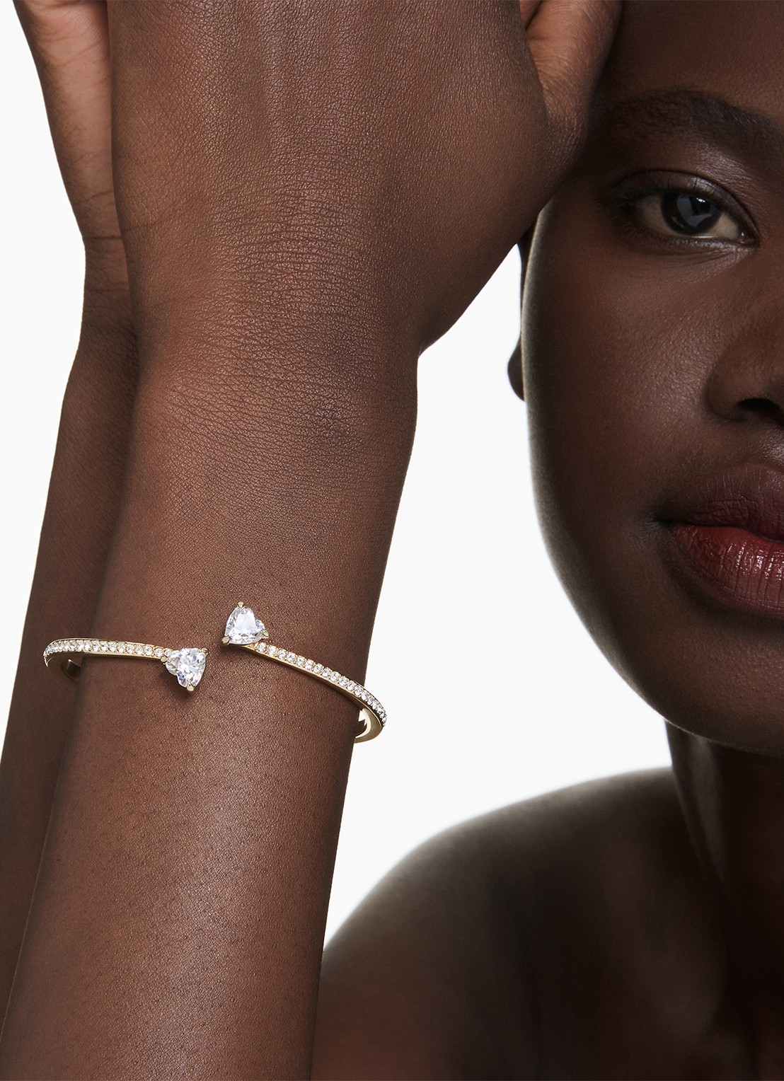 Swarovski Mesmera bangle met zirkonia L - voorkant 6 goud
