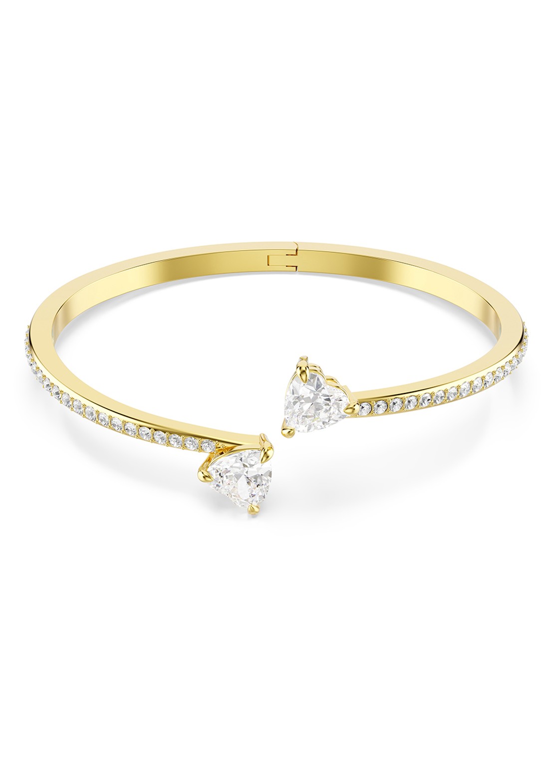 Swarovski Mesmera bangle met zirkonia M - voorkant goud