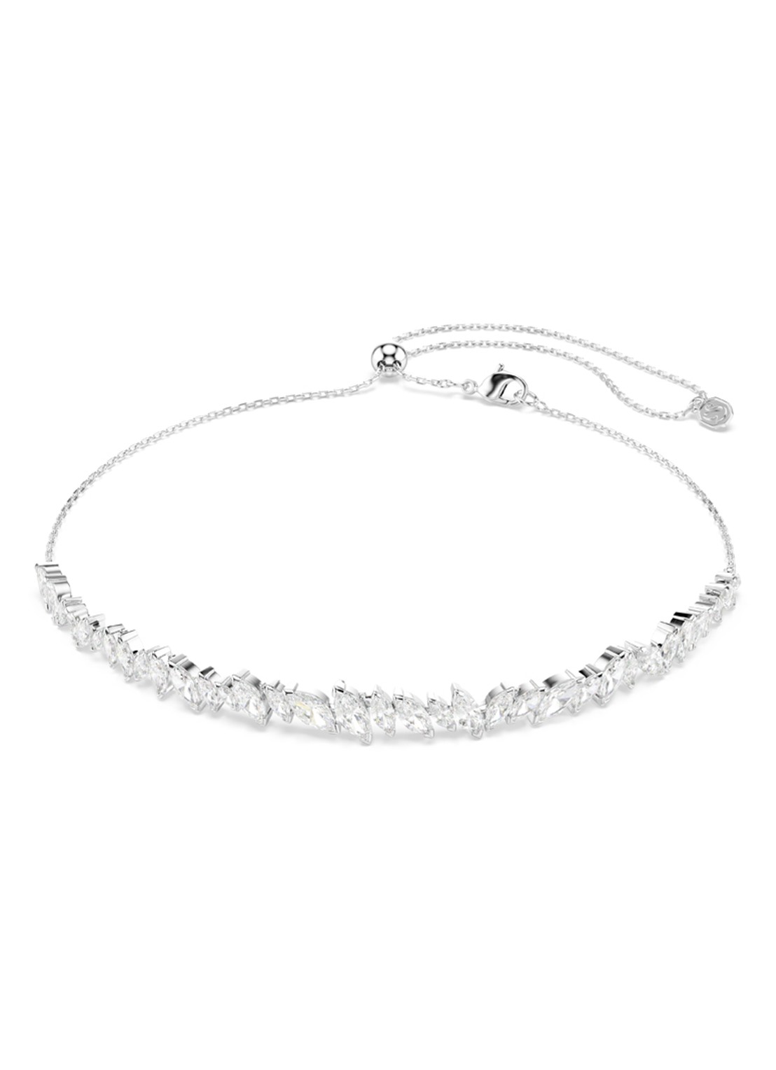 Swarovski Mesmera choker met kristal  - voorkant 4 zilver