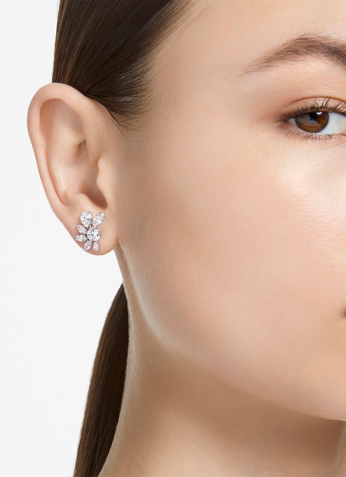 Swarovski Mesmera oorknopjes met zirkonia - voorkant 2 zilver