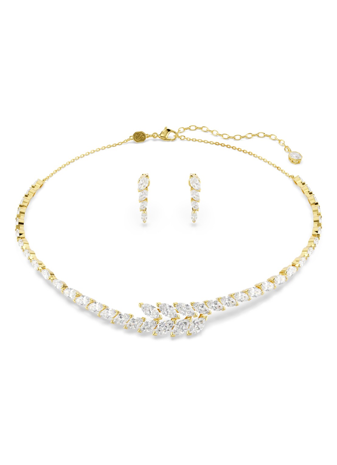 Swarovski Mesmera set van ketting en oorstekers met kristal - voorkant goud