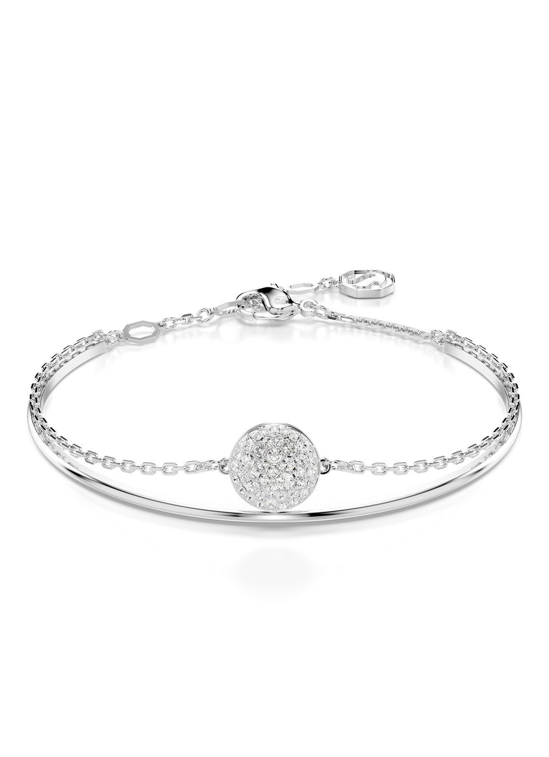 Swarovski Meteora bangle met kristal M - voorkant 4 zilver