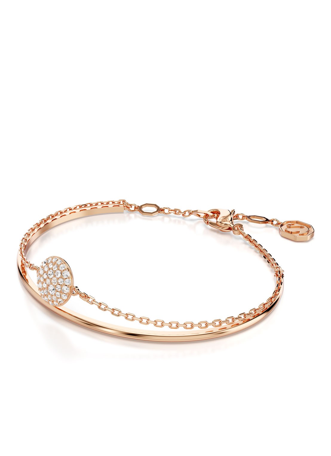 Swarovski Meteora bangle met kristal M - detail 2 roségoud
