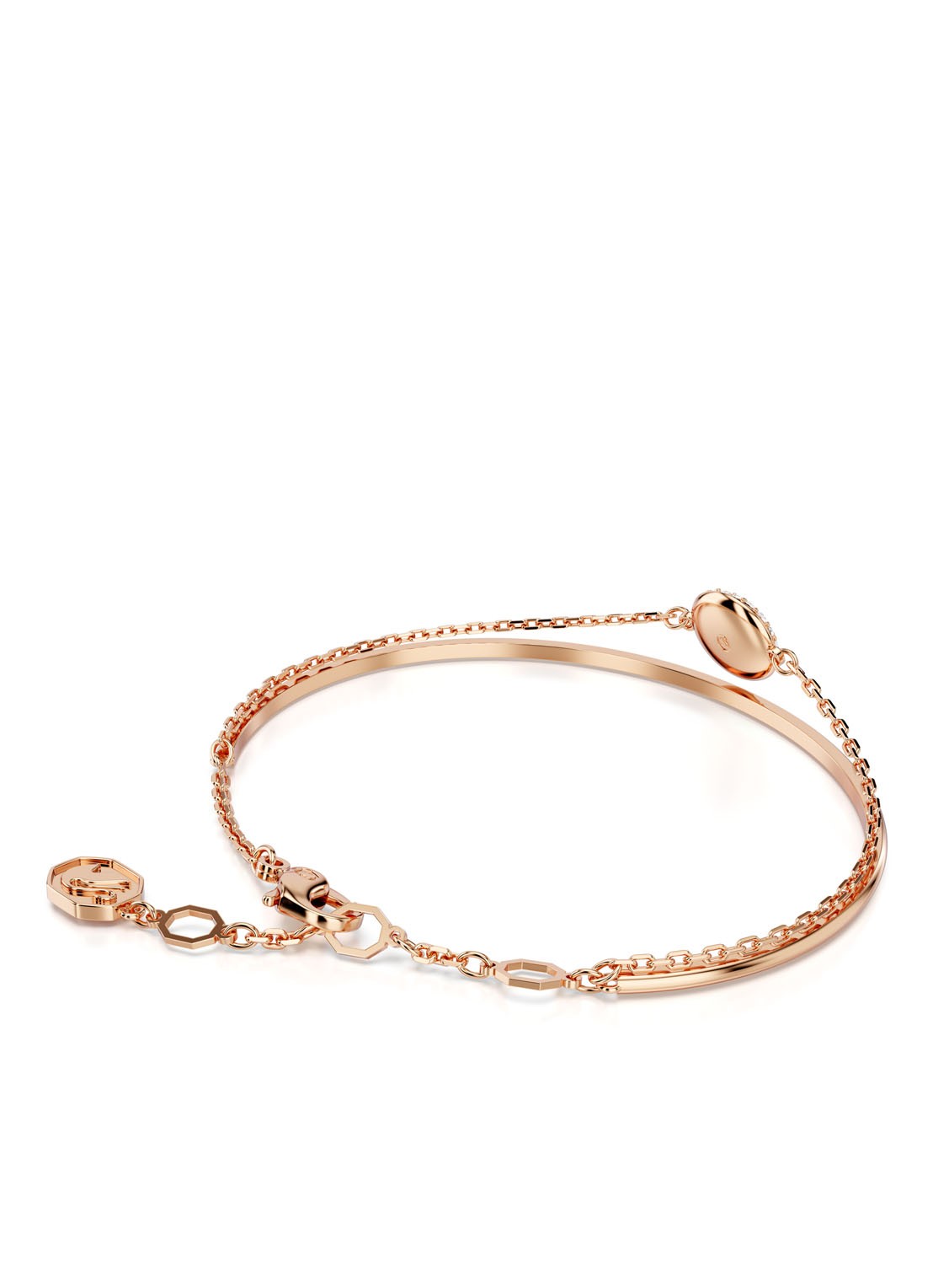Swarovski Meteora bangle met kristal M - detail 4 roségoud