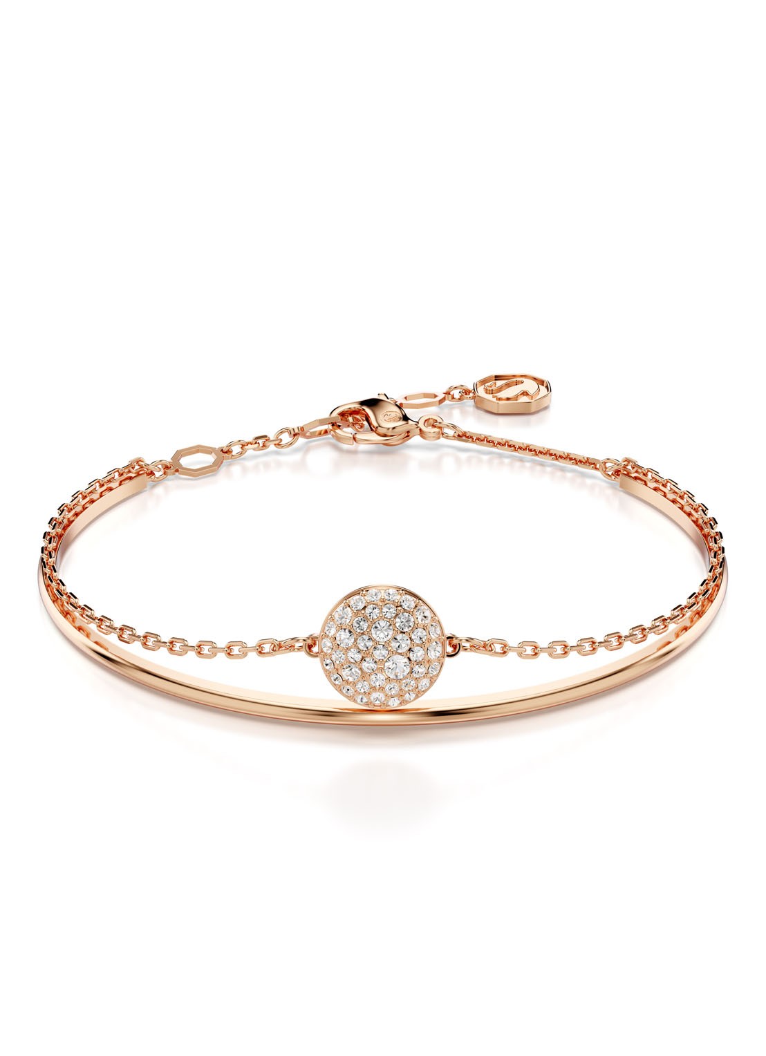 Swarovski Meteora bangle met kristal M - voorkant roségoud