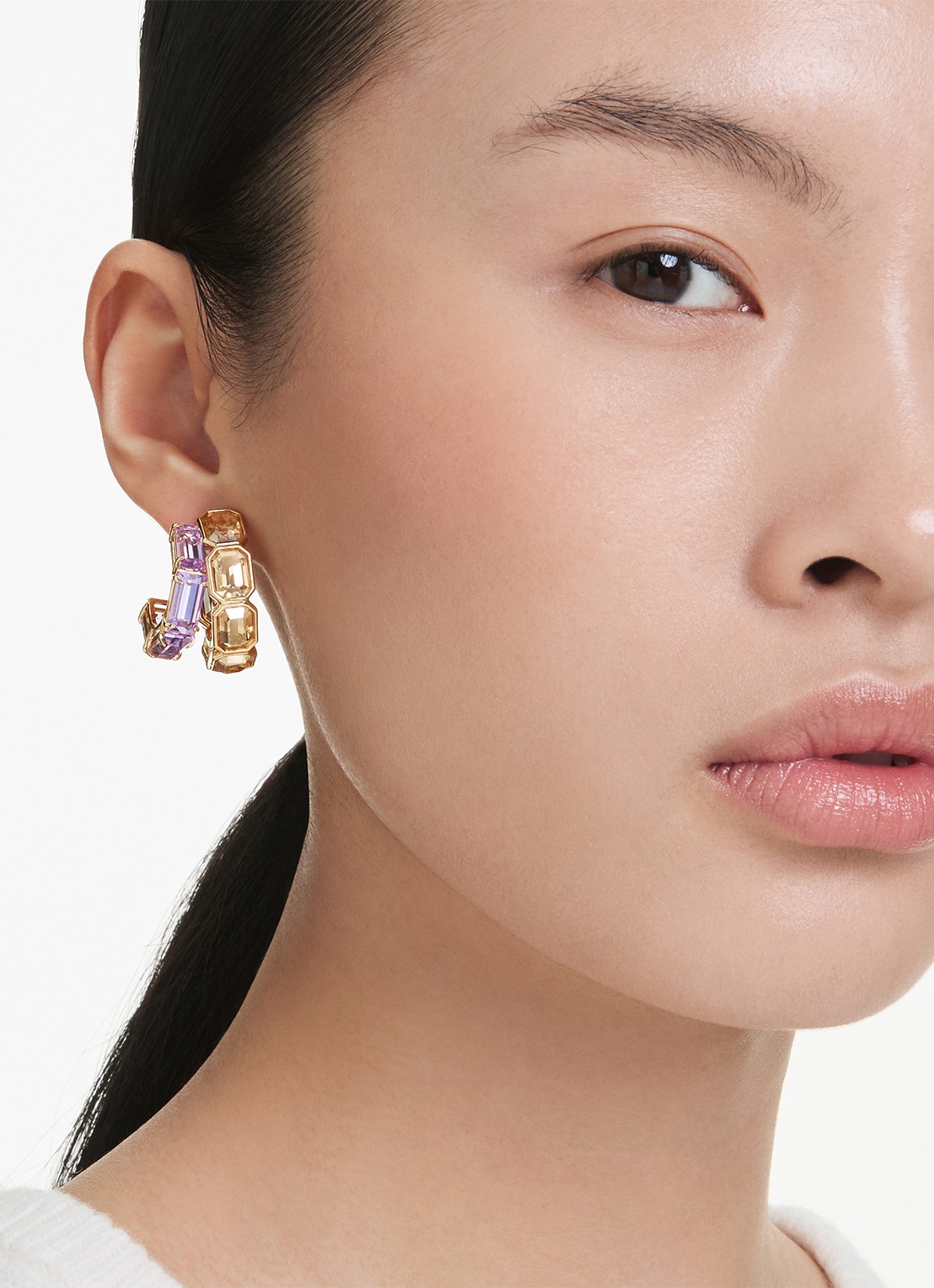 Swarovski Milennia oorringen met kristal - voorkant 5 goud