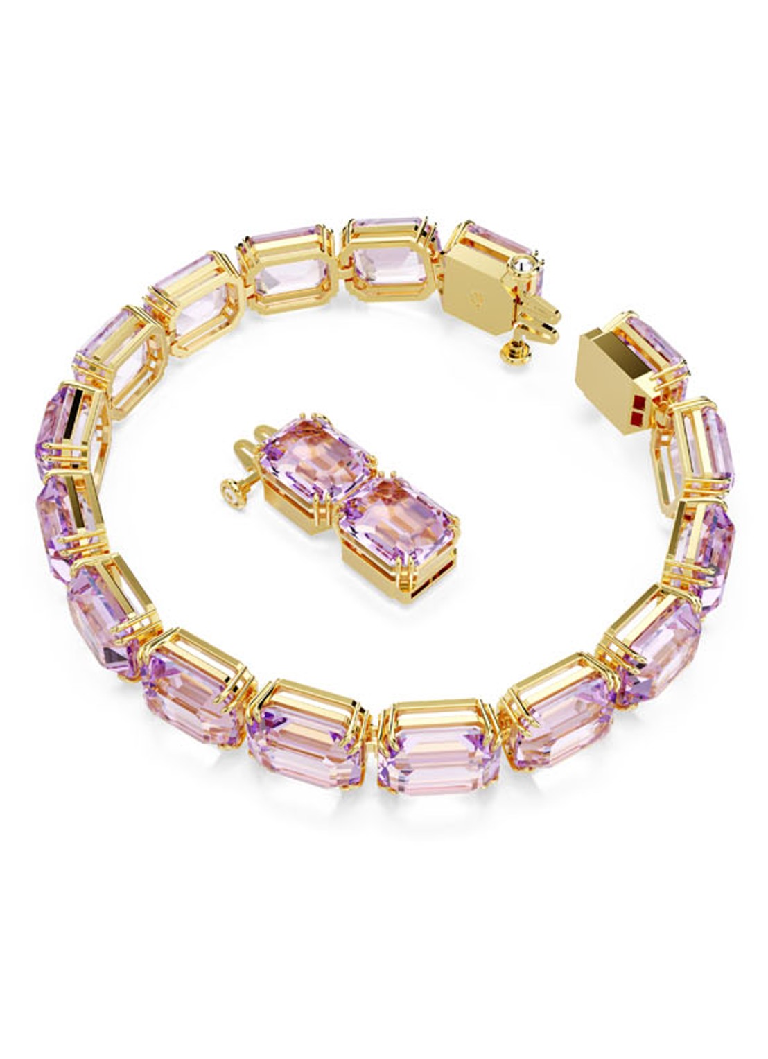 Swarovski Millenia armband met kristal M  - detail roze
