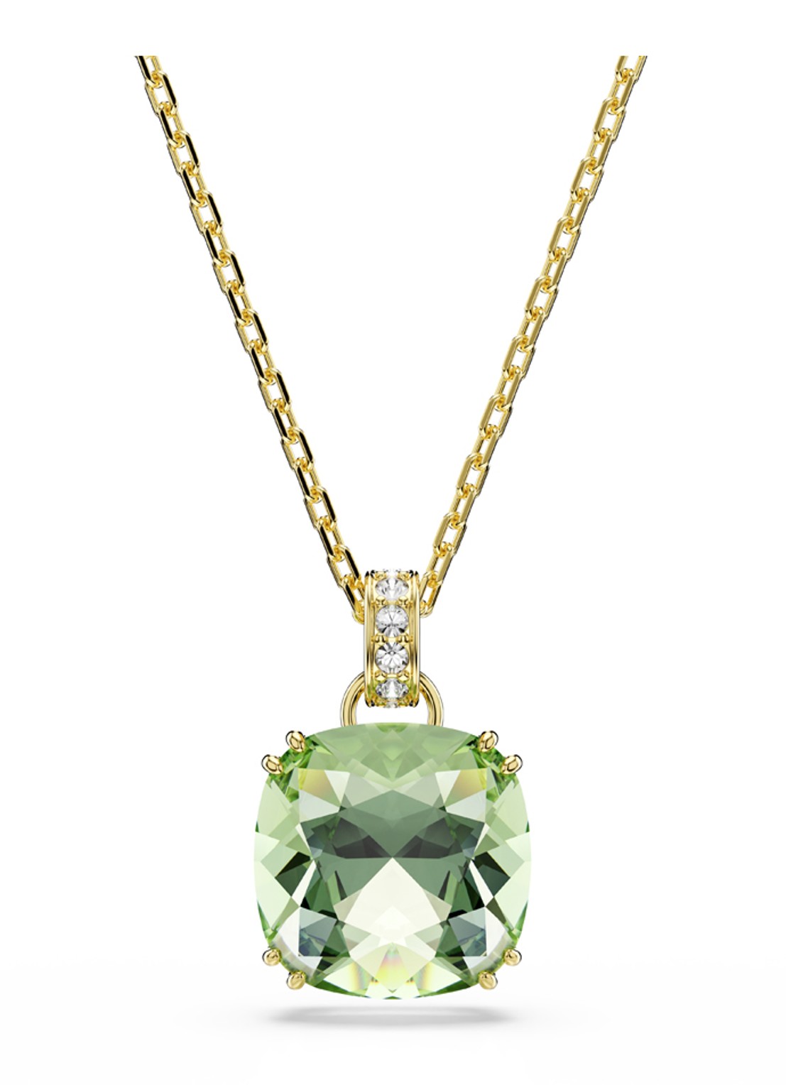 Swarovski Millenia ketting verguld  - voorkant groen