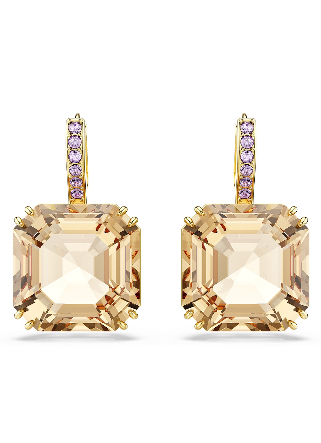 Swarovski Millenia oorhangers met kristal - detail goud