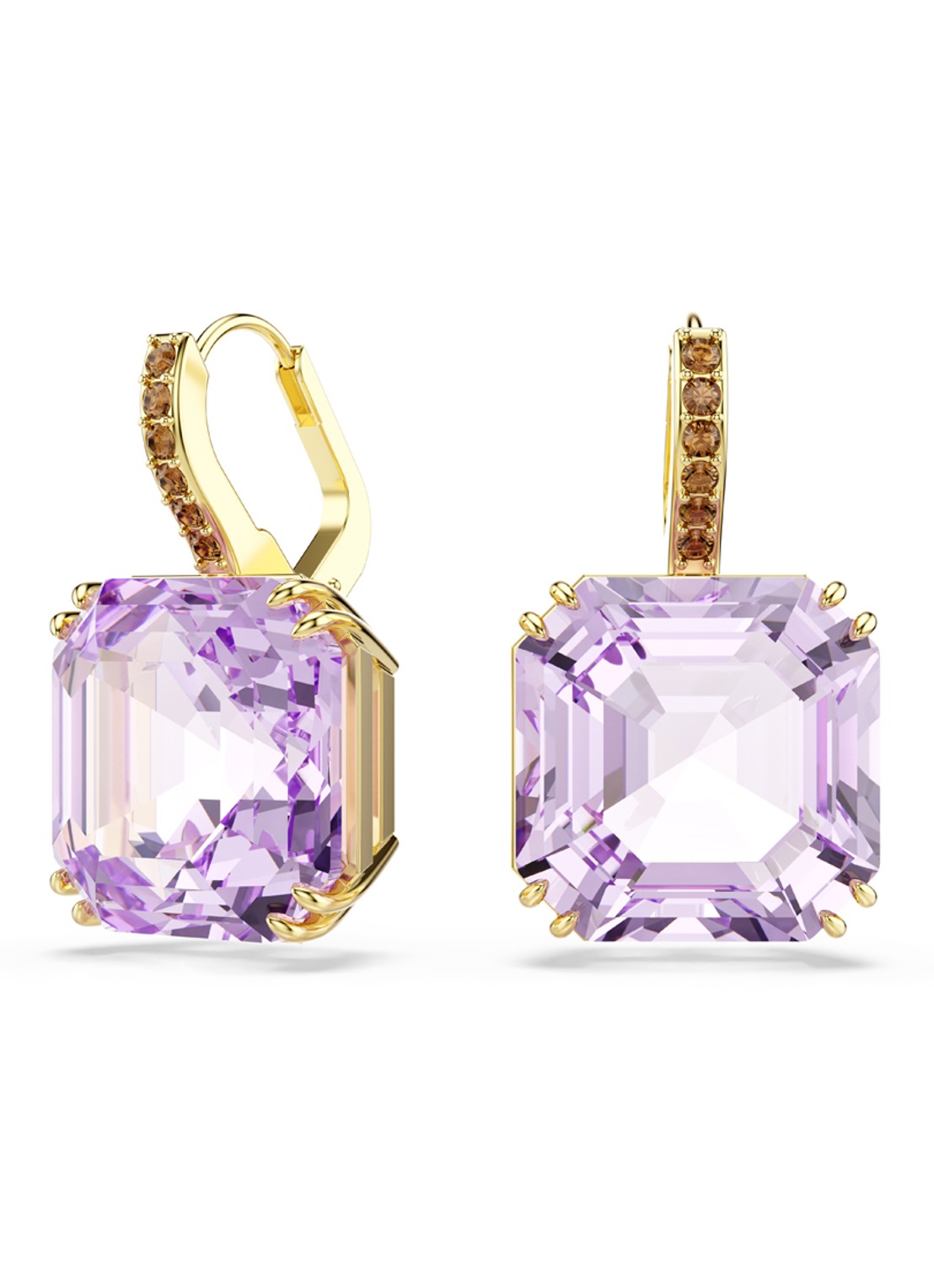 Swarovski Millenia oorhangers verguld - voorkant goud