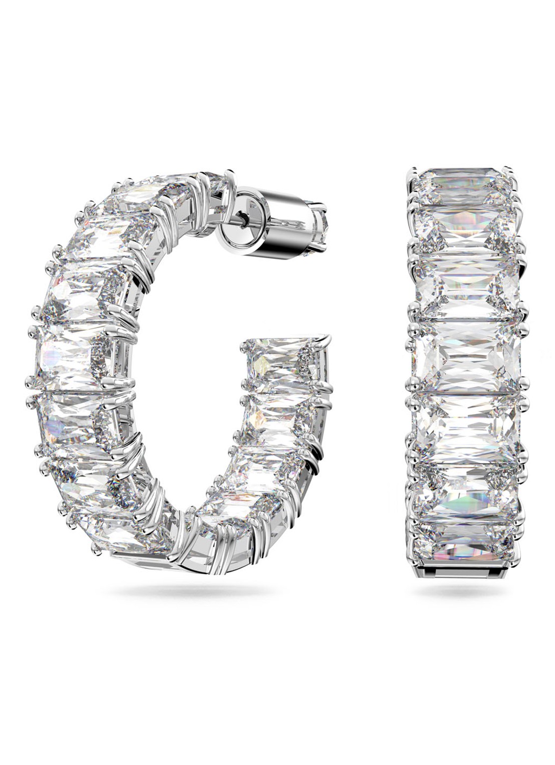 Swarovski Millenia oorringen met kristal - voorkant zilver
