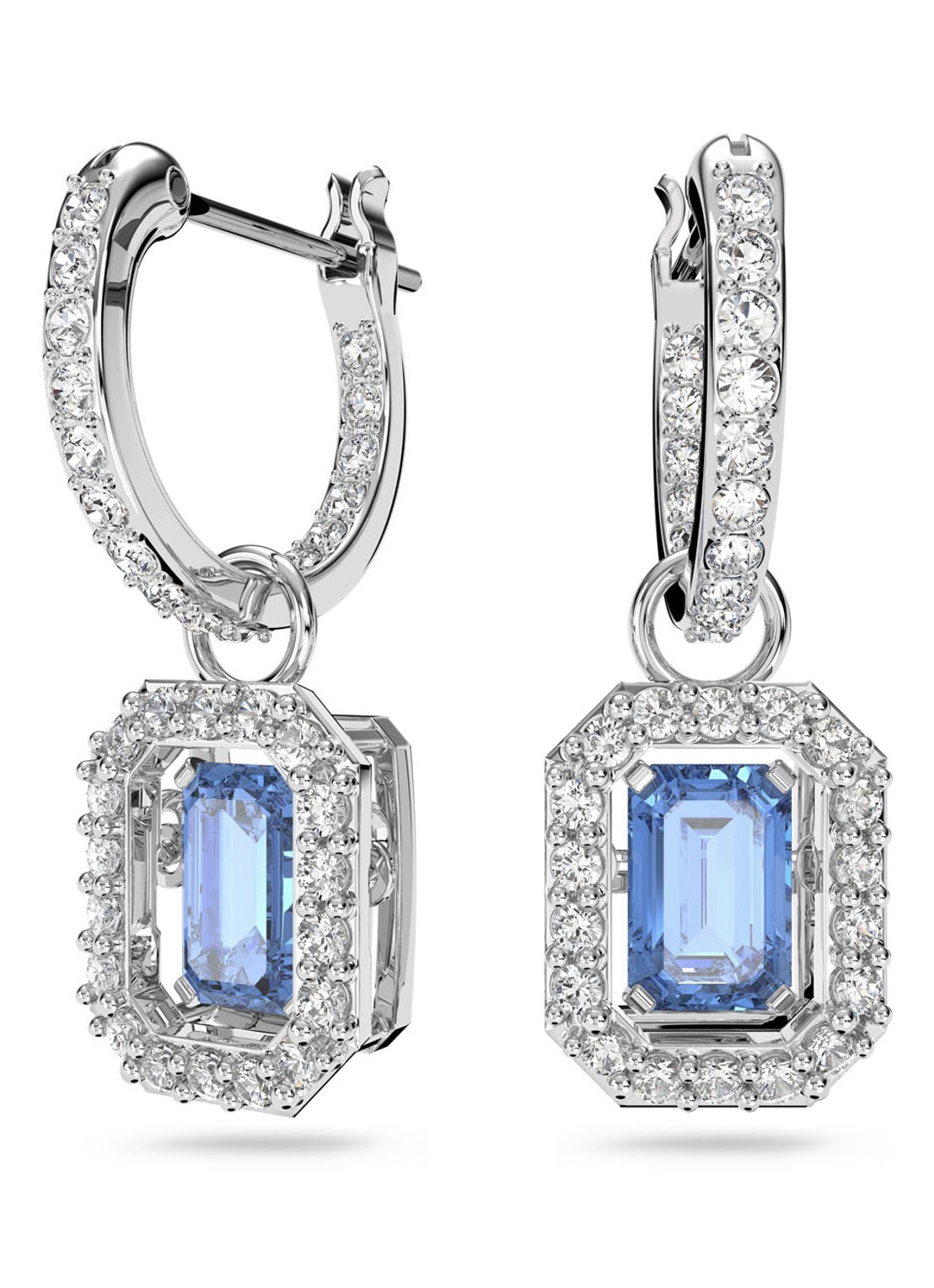 Swarovski Millenia oorringen met kristal - voorkant zilver
