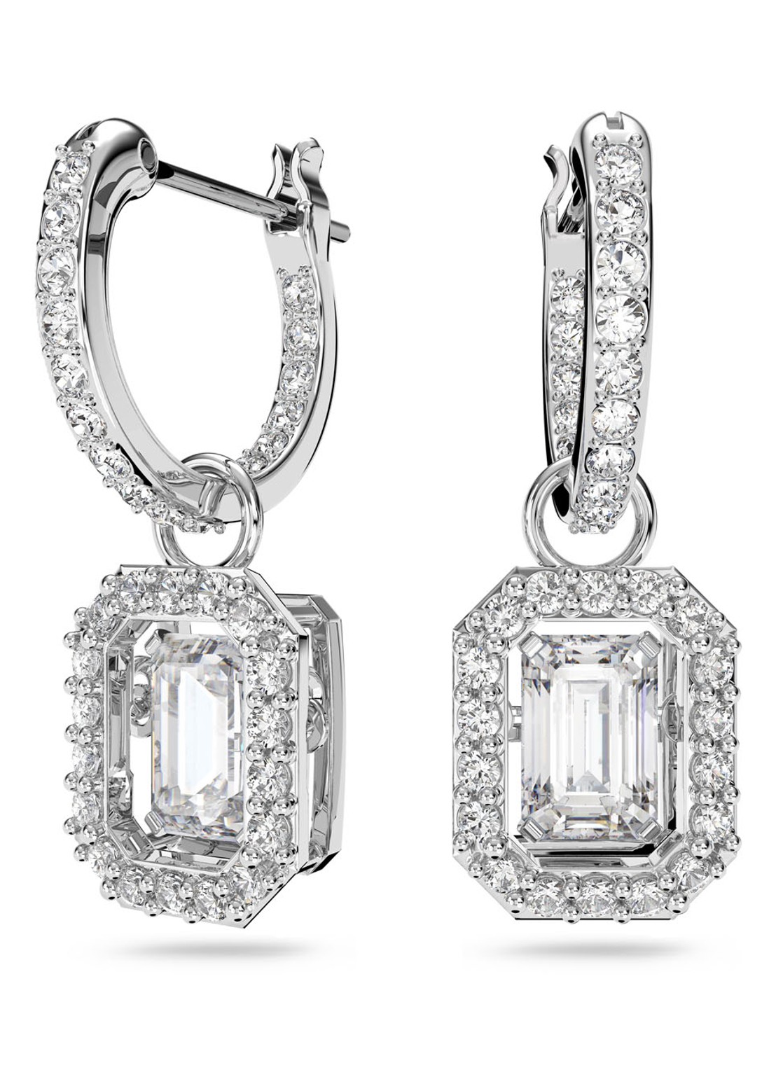Swarovski Millenia oorringen met kristal - voorkant 3 zilver