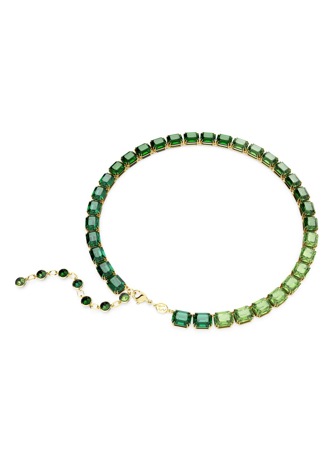 Swarovski Millenia statementketting verguld - detail 2 groen