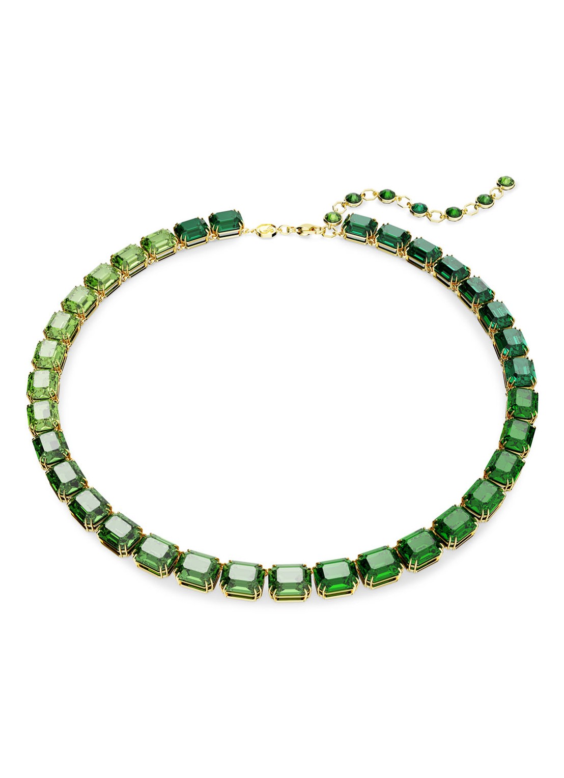 Swarovski Millenia statementketting verguld - voorkant 3 groen