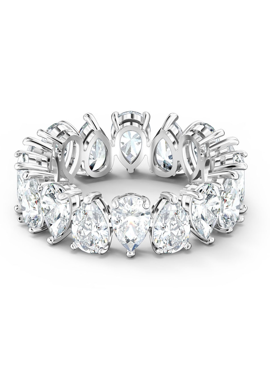 Swarovski Pear ring met kristal - voorkant zilver