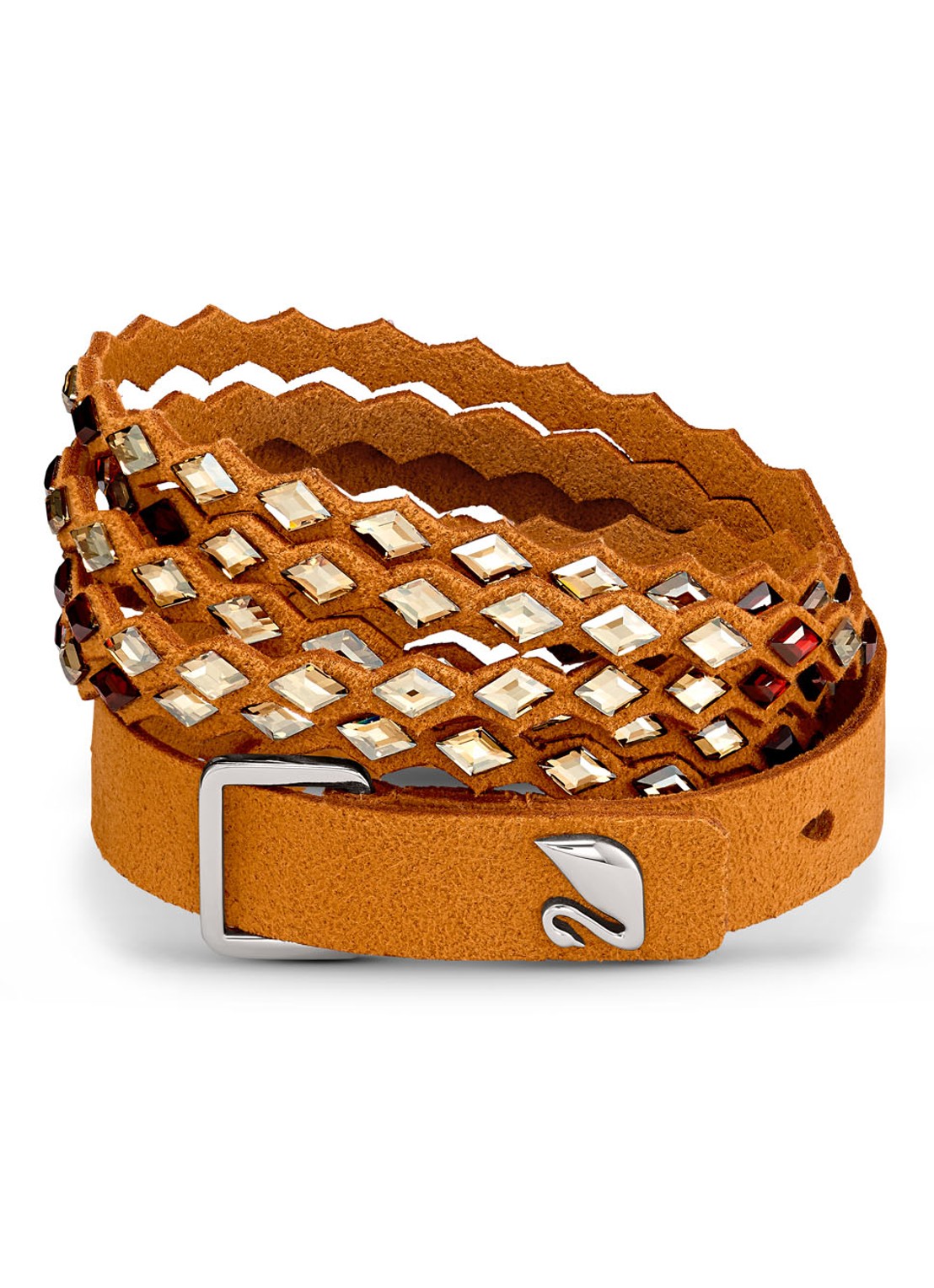 Swarovski Power wikkelarmband met kristal - detail 3 cognac