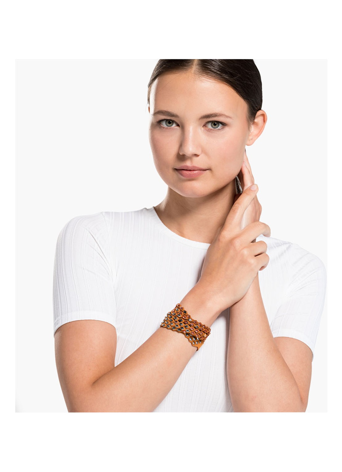 Swarovski Power wikkelarmband met kristal - voorkant 2 cognac