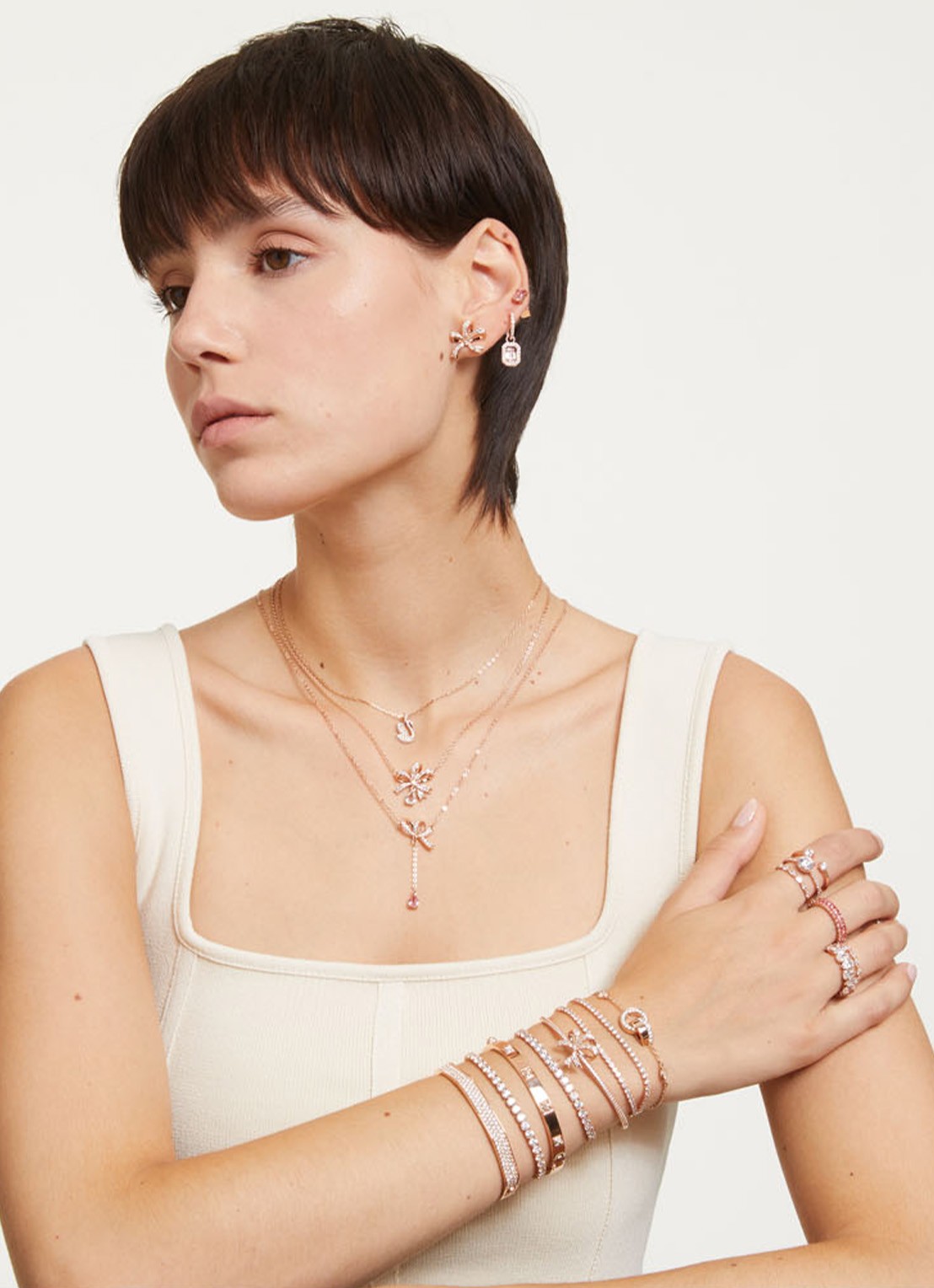 Swarovski RE MATRIX TB S WHITE/ROS XL - voorkant 2 roségoud