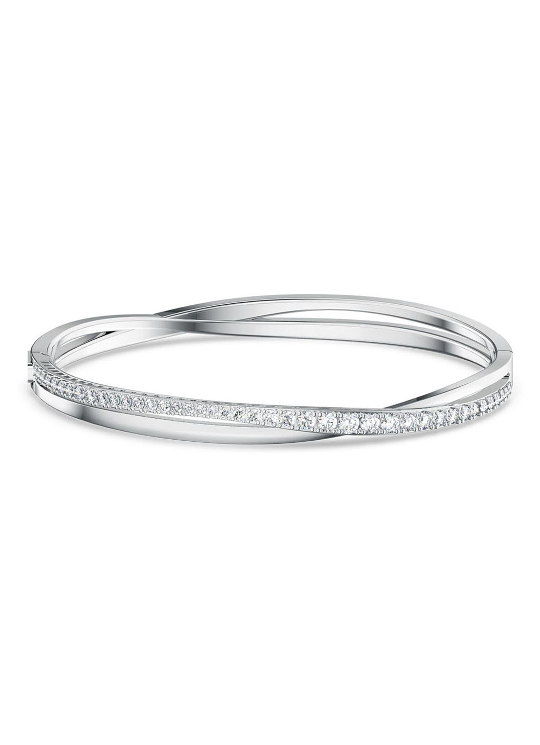 Swarovski Rows bangle met kristal - voorkant zilver