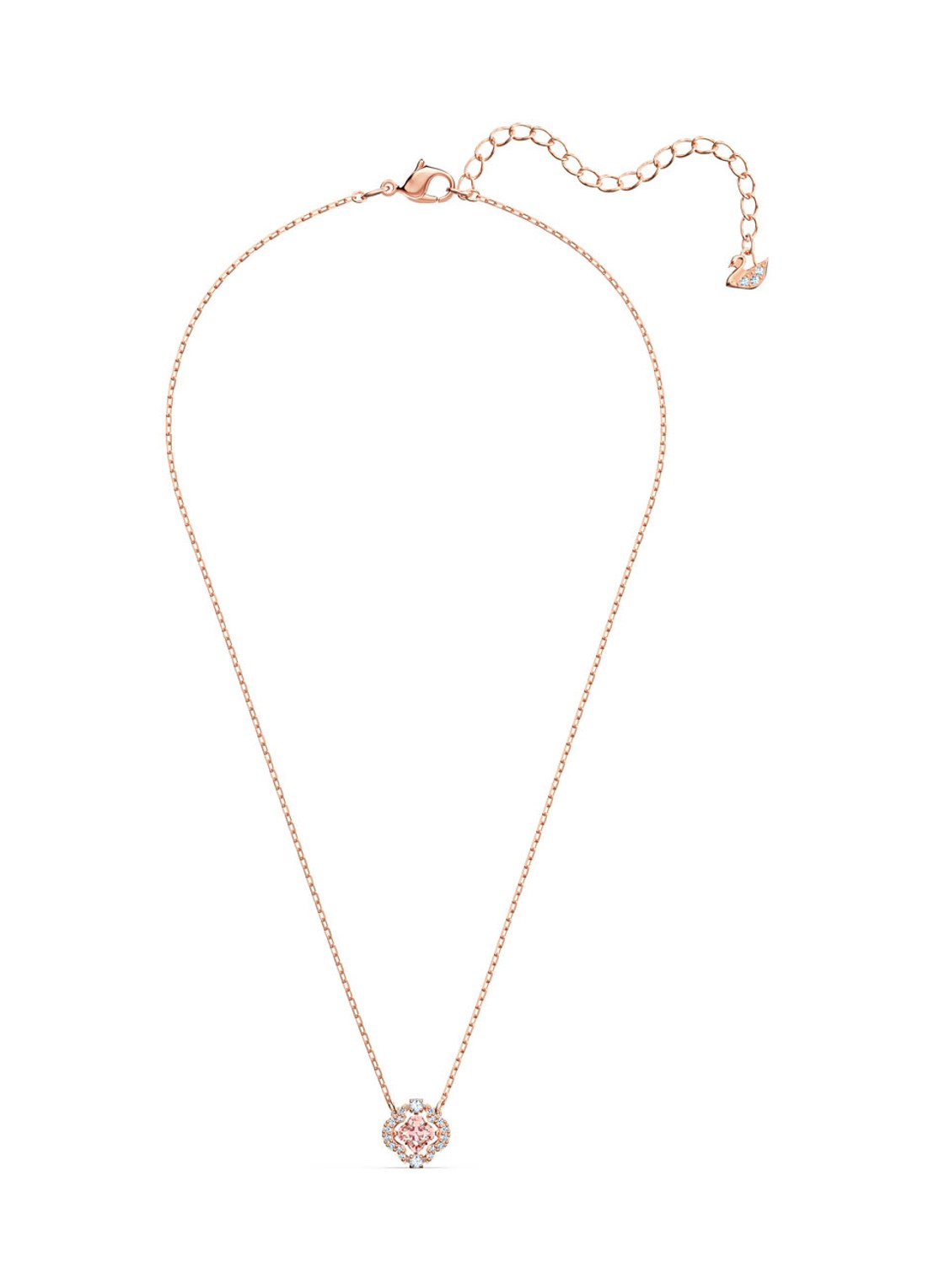 Swarovski Sparkling DC set van ketting en oorstekers met kristal - detail roségoud