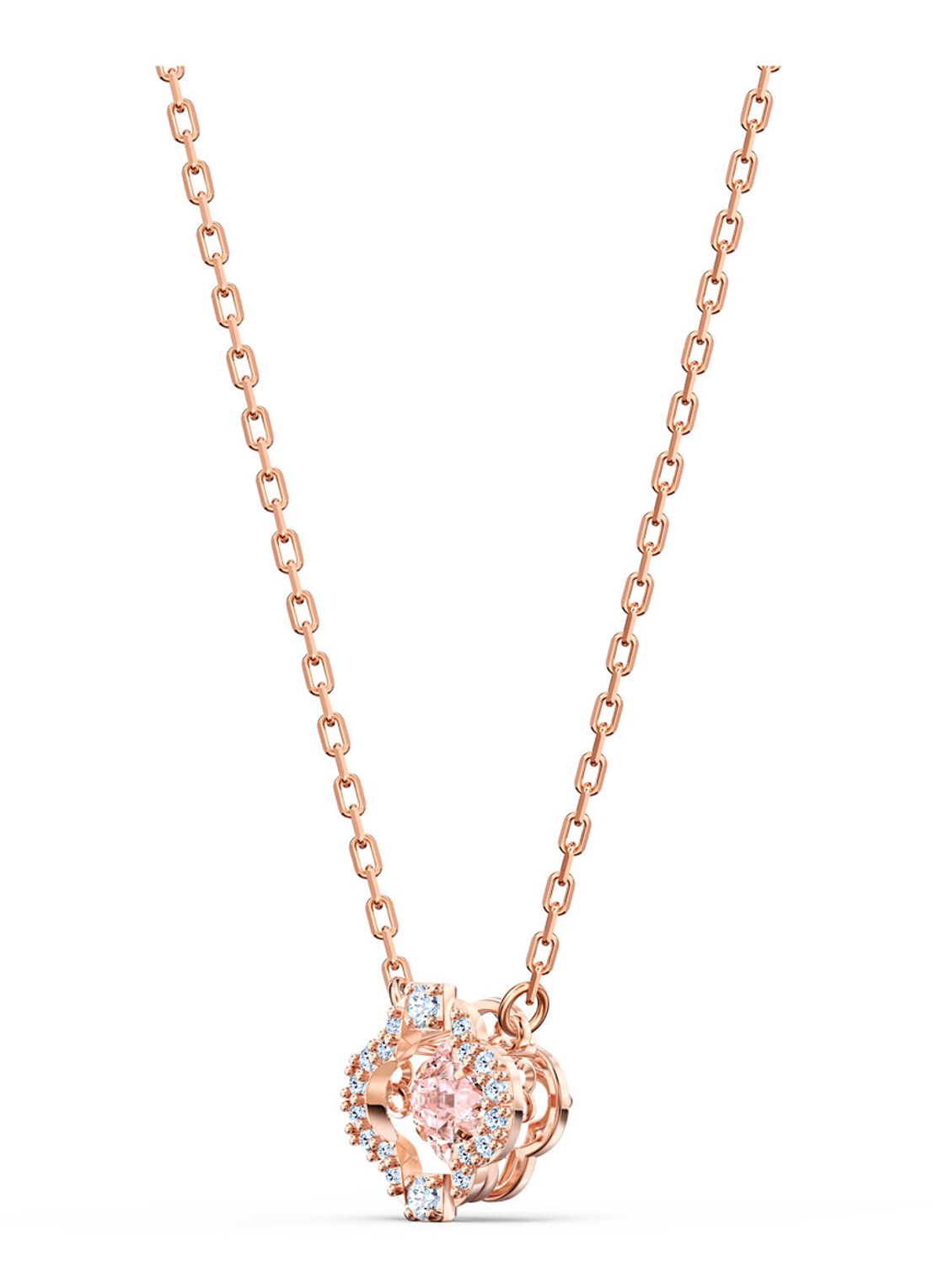 Swarovski Sparkling DC set van ketting en oorstekers met kristal - detail 2 roségoud