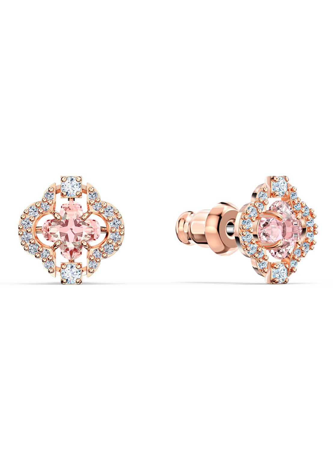 Swarovski Sparkling DC set van ketting en oorstekers met kristal - detail 3 roségoud